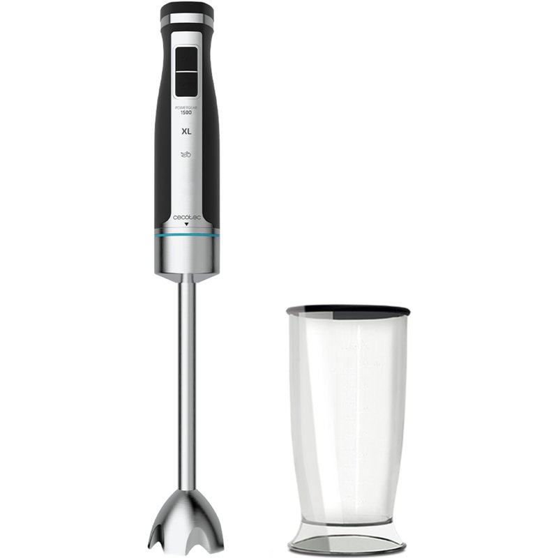 Cecotec Mixeur Plongeant PowerGear 1500 XL. Pied Extra Large, Lames en Titane, Engrenage Métallique et 21 Vitesses + Turbo, 1500 W.