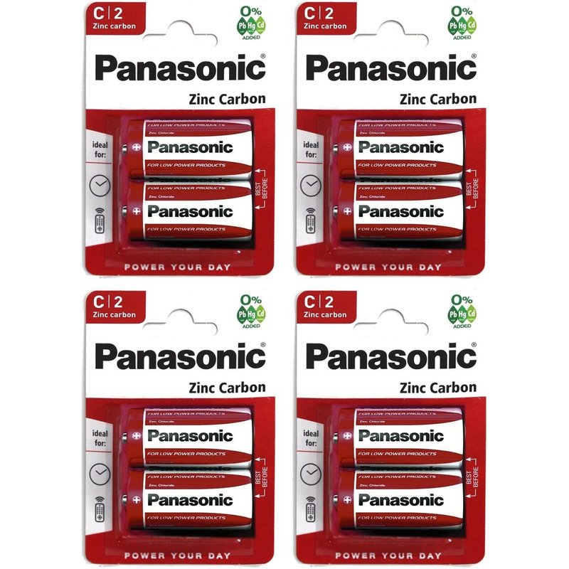 Panasonic Lot de 4 Blisters de 2 piles RED ZINC R14