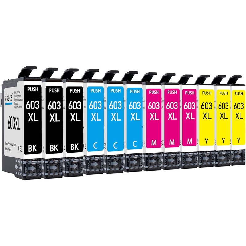 603XL Cartouches d'encre Compatibles avec Epson 603 603XL (3X Noir,3X Cyan,3X Magenta,3X Jaune),pour Expression Home XP-2100 XP-3100 XP-4100 XP-4150,Workforce WF-2830 WF-2835 WF-2840