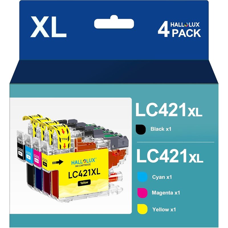 LC421 LC421XL Cartouche d'encre Compatible pour LC421 LC421 XL pour DCP-J1050DW DCP-J1140DW MFC-J1010DW (Noir,Cyan,Magenta,Jaune,4 Pack)