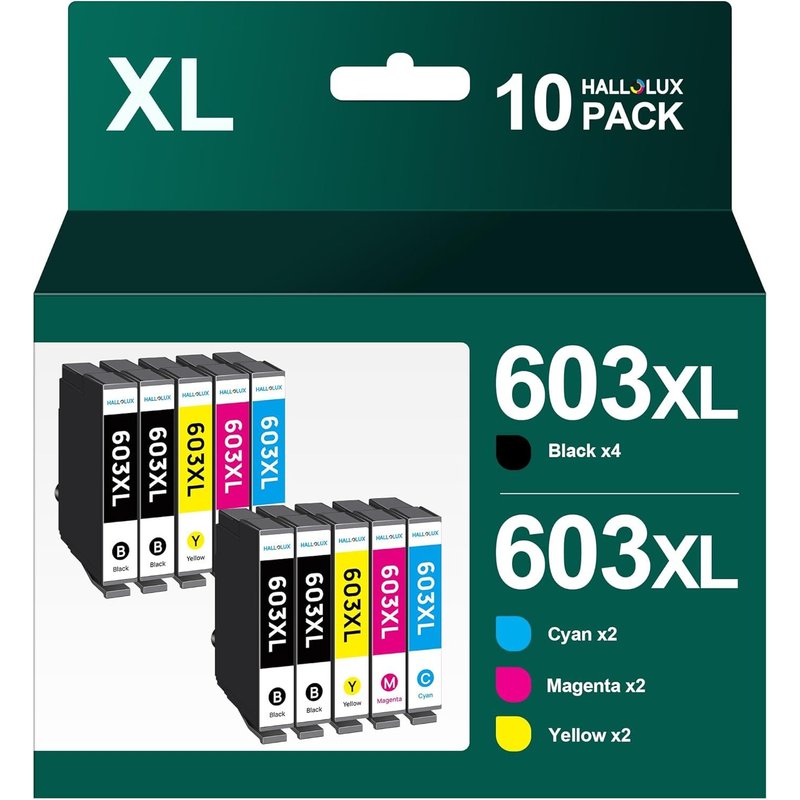 603XL Cartouches d'encre Compatible pour Epson 603 XL 603XL pour Expression Home XP-2100 XP-2105 XP-3100 XP-3105 XP-2155 XP-4100 XP-4150 XP-4155 WF-2810 WF-2830 WF-2840 WF-2850 (10-Pack)