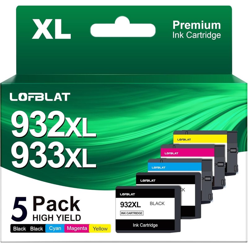 932XL 933XL Cartouches d'encre de Rechange compatibles HP 932 XL 933 XL pour HP Offic6600 6700 7612 6100 7110 7510 7610 (2 Noir,1 Cyan,1 Magenta,1 Jaune,5-Pack)