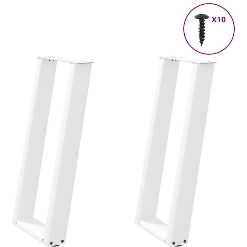Vidaxl Pieds De Table Console Forme De U 2pcs Blanc 28x(72-73)Cm Acier