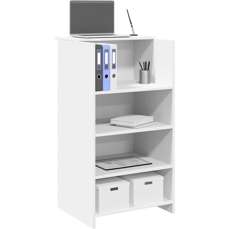 Vidaxl Bureau De Réception Blanc 55x50x103,5 Cm Bois D'ingénierie