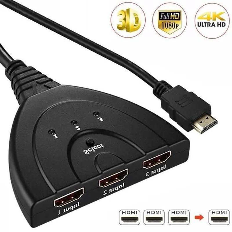Tout Nouveau Câble Adaptateur Tv Hdmi Splitter 3 Ports 1080P - 4K Hd En 1 Sortie ajh105