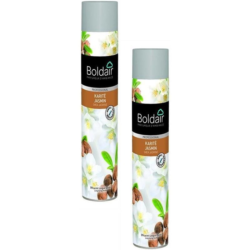 Boldair Lot de 2 Aérosols 750 ml désodorisant parfumant karité jasmin