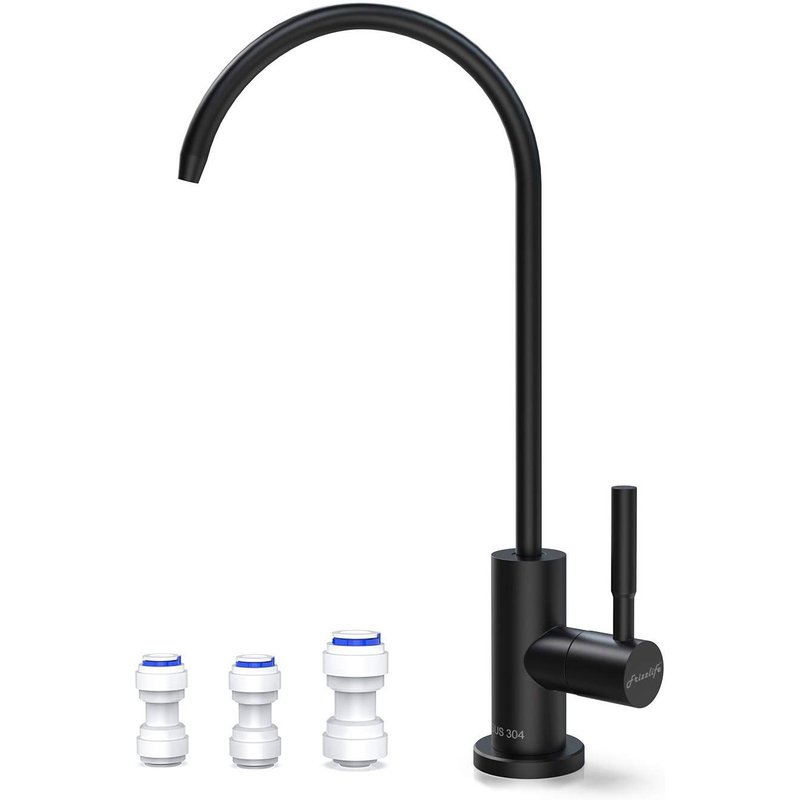 Robinet filtre à eau RO - Robinet d'eau potable compatible avec la plupart des systèmes d'osmose inverse et système de filtration de l'eau - SUS304 en acier inoxydable - Noir