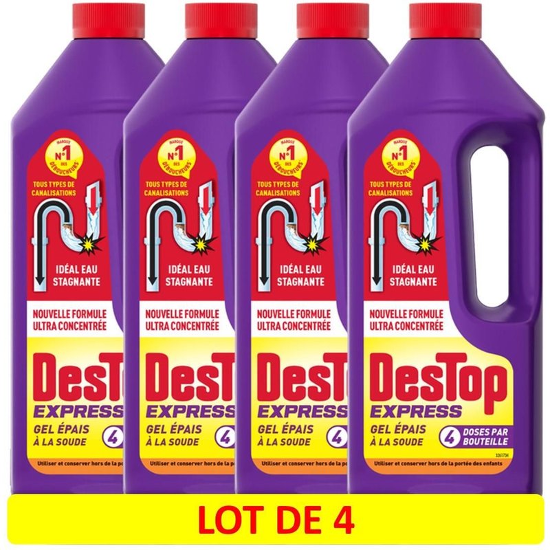 DESTOP Lot de 4 D¿boucheurs Gel Express- 4 doses Flacon de 950ml