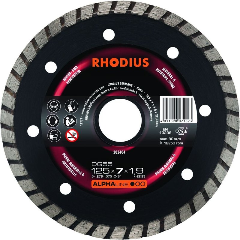 Disque de tronconnage diamant - ALPHALINE - DG55 - 125 X 7,0 X 1,9 X 22,23mm