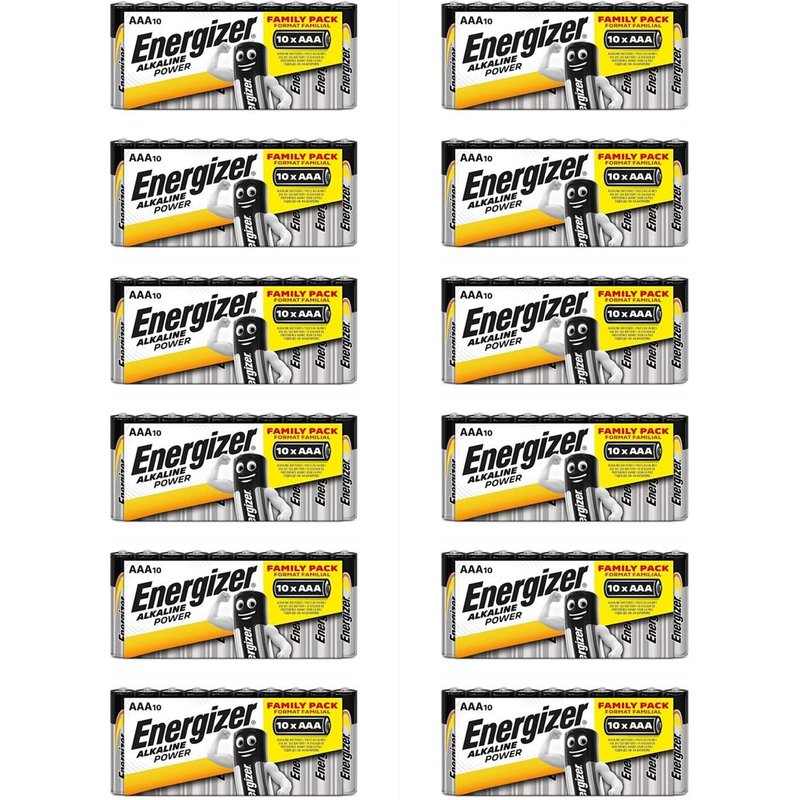 ENERGIZER Lot de 12 Packs de 10 Piles Alcaline Power LR03 AAA FAMILY PACK