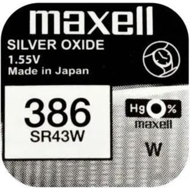 PILE SR43W OXYDE ARGENT 386 1.55V 125mAh x1 MAXELL