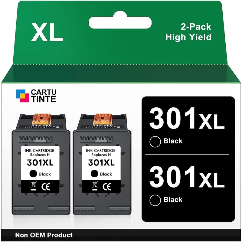 301XL Remanufacturees Cartouche HP 301 Noir pour Cartouche Encre HP 301 XL Cartouches d'encre 301 XL Compatible pour HP Envy 4500 4502 5530 DeskJet 1000 1510 2540 3050 OfficeJet 2620 2622 (2 Pack)