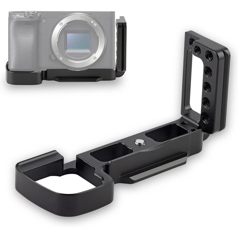 Plaque QR à Dégagement Rapide en Forme de L pour Appareil Photo, Support de Montage en L Durable Poignée Verticale pour Appareil Photo au Design évidé avec Trous de Vis Inférieurs 1/4 pour Appareil