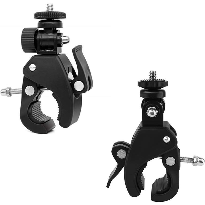 2 Pièces Guidon Camera à Pince, Clamp pour Cameras, Pince de Guidon de CaméRa de VéLo, pour Appareil Photo, Support de Microphone, Moto, Guidon de vélo