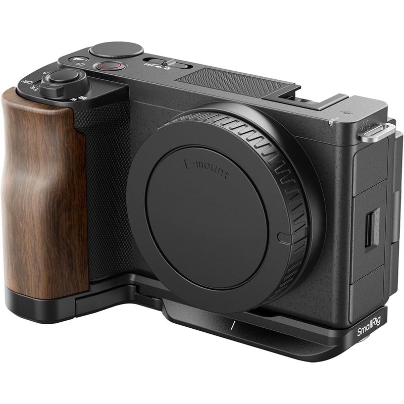 ZV-E10 II Plaque en L avec Poignée en Bois, Poignée pour Sony ZV-E10 II, Plaque de Dégagement Rapide Intégrée pour Arca, Trous 1/4""-20-4864