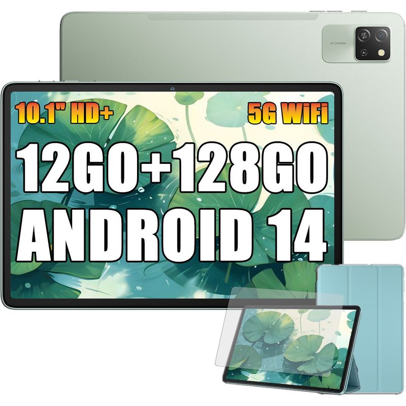 Blackview Tab 60 Pro Tablette Tactile 10.1"" HD+ IPS Android 14,12Go+128Go/SD 1 To,5100mAh(10W) Wifi 5, Mode PC Dual SIM - Vert
