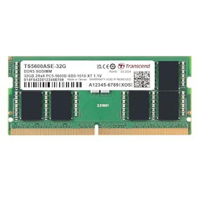 Transcend - DDR5 - module - 32 Go - SO DIMM 262 broches - 5600 MHz / PC5-44800 - CL46 - 1.1 V - mémoire sans tampon - on-die ECC