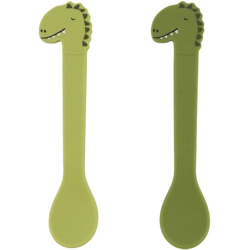 Set De 2 Cuillères Silicone Mr Dino - Vert