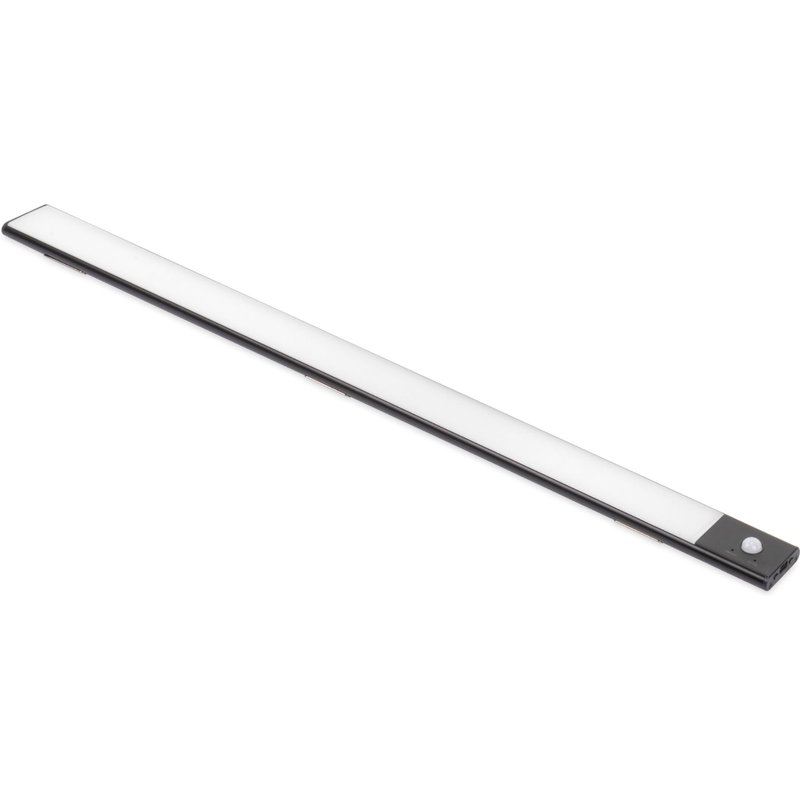 Emuca Luminaire LED Kaus Black rechargeable par USB avec détecteur de mouvement, 400mm, Peint en noir