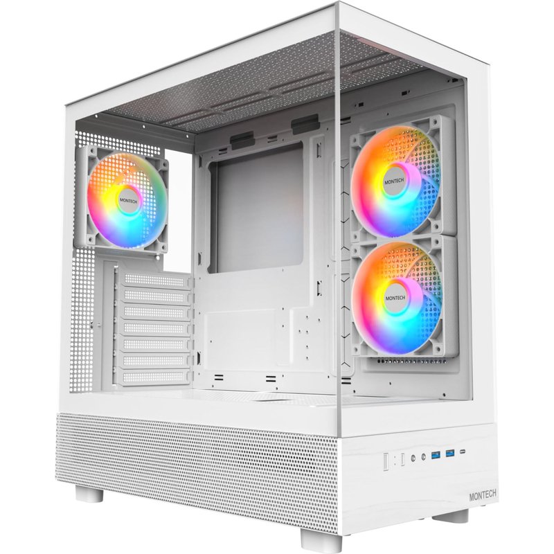 Boitier PC Moyen Tour ATX Montech XR RGB avec panneaux vitrés - Blanc