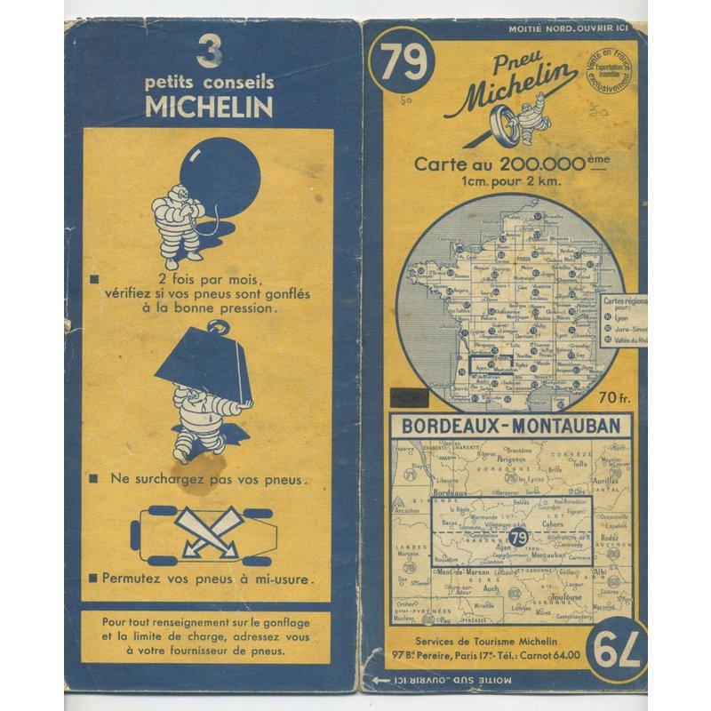 Carte Michelin 79 Bordeaux - Montauban - Édition 1950