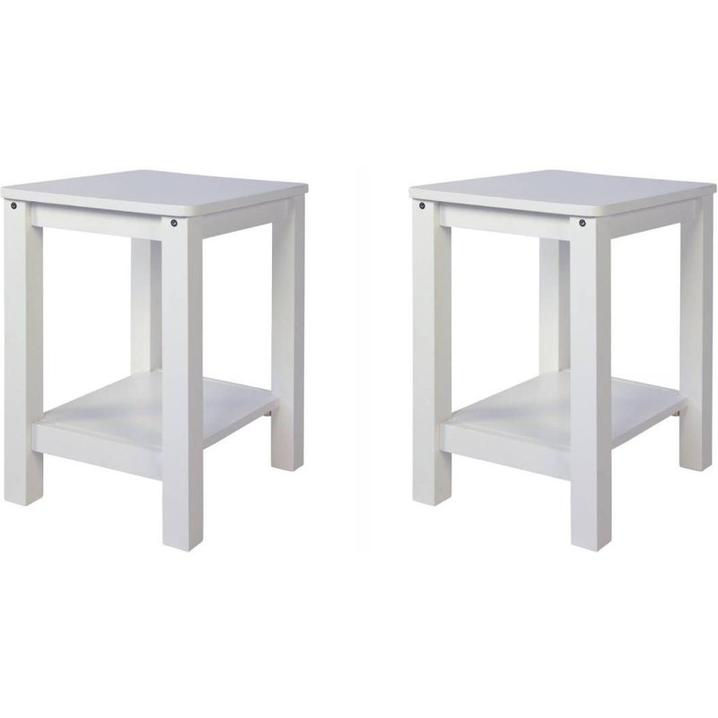 Set De 2 Tabourets De Table En Pin Massif Blanc