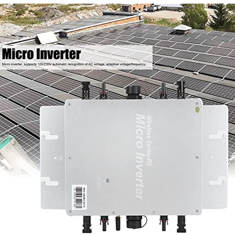Onduleur Solaire Micro Etanche, Alimentation en Alliage d'Aluminium Raccord¿¿e au Reseau 22-50V CC/120/230V CA Syst¿¿me de Surveillance Intelligent 2000W