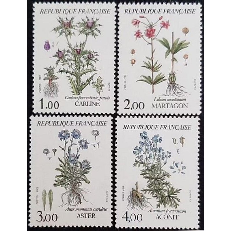 France 1983 Très Belle Série Complète Timbres Neufs** Luxe Yvert 2266 2267 2268 2269, Flore Et Faune De France, Fleurs De Montagne, Carline, Martagon, Aster Et Aconit.