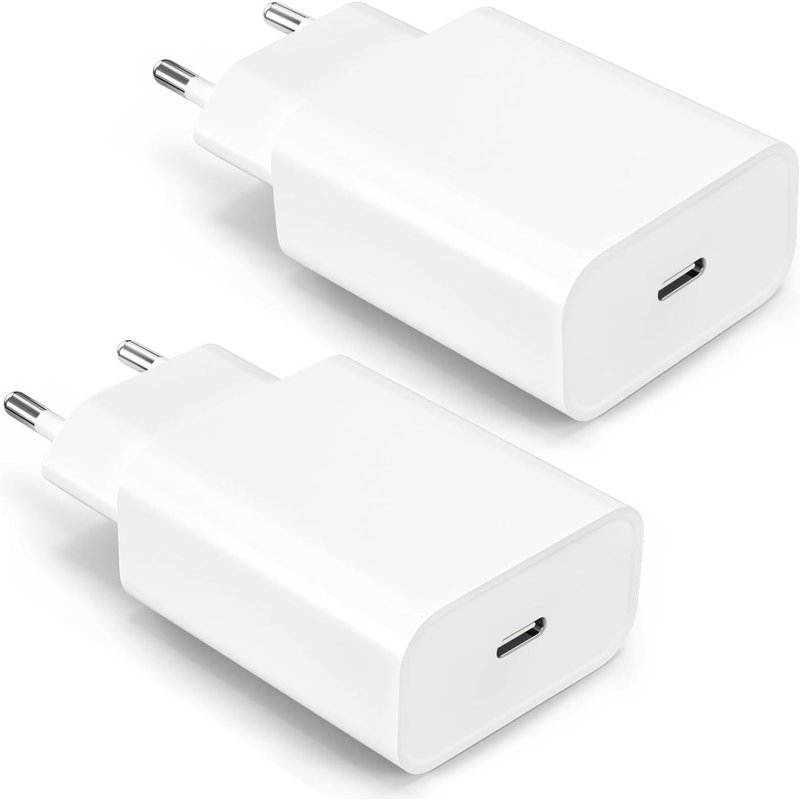 Prise Rapide iphone 20W (2-Pack) Prise USB C Rapide Chargeur pour iPhone 15/15 Pro/15 Pro Max/15 Plus/14/13/12/11/SE/X/XS/XR,iPad,Airpods,Galaxy,Pixel,Type C Chargeur Secteur Mural Adaptateur