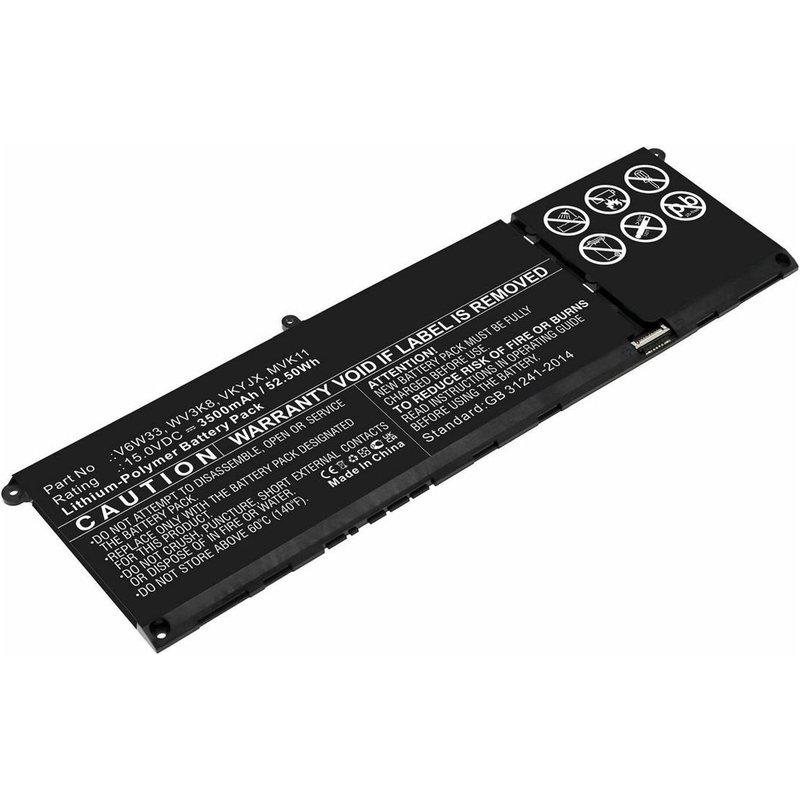 CoreParts - Batterie de portable (équivalent à : Dell MVK11, Dell V6W33, Dell VKYJX, Dell WV3K8) - 15V - lithium-polymère - 3500 mAh - 52.5 Wh - noir