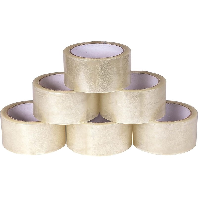 Lot De 6 Rouleaux De Ruban Adhésif D'emballage En Carton Standard 60 M De Long 48 Mm De Large Transparent Matériau D'emballage Pour Colis Et Carton
