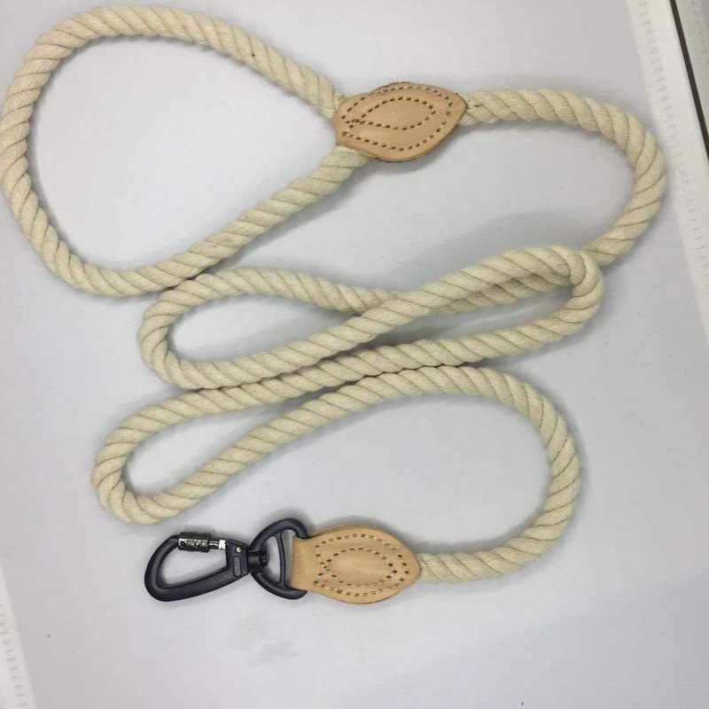 Laisse Pour Chien, Laisse En Coton Tressé Avec Panneau En Cuir Et Boucle En Métal Robuste, Laisse Tressée Pour Animal De Compagnie, Laisse Pour Chien De Taille Moyenne, Laisse Tressée Pour Chien, Blan
