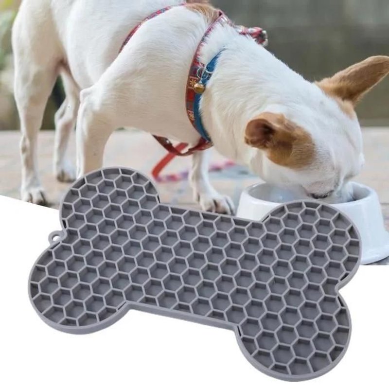 Tapis De Léchage - Wirlsweal - Bol À Mangeoire Lente - Anti-Anxiété - Pour Petits Chiens - Gris