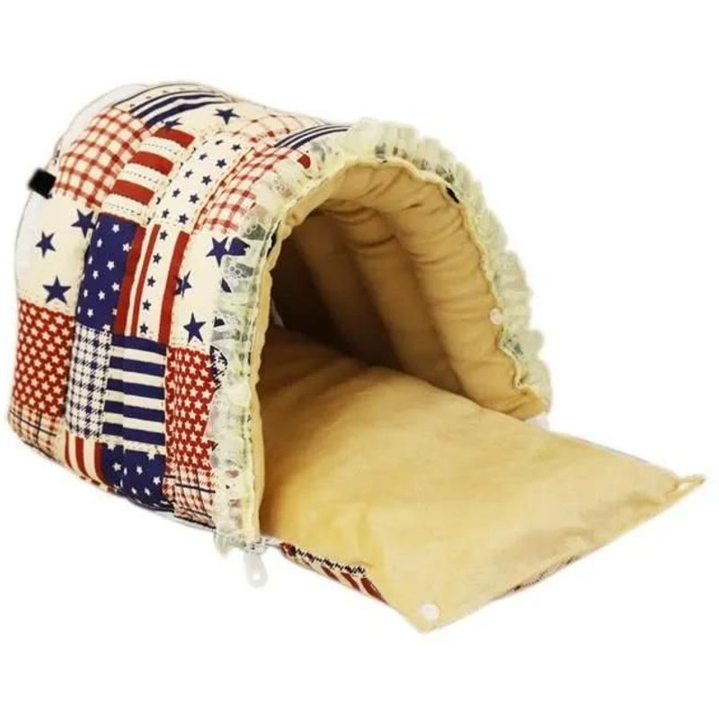 Kit Habitat - Couchage Lit De Cochons Dinde Respirant Grand Espace Mignon Mini Hamster Maison De Couchage Style-Us Flag-S5
