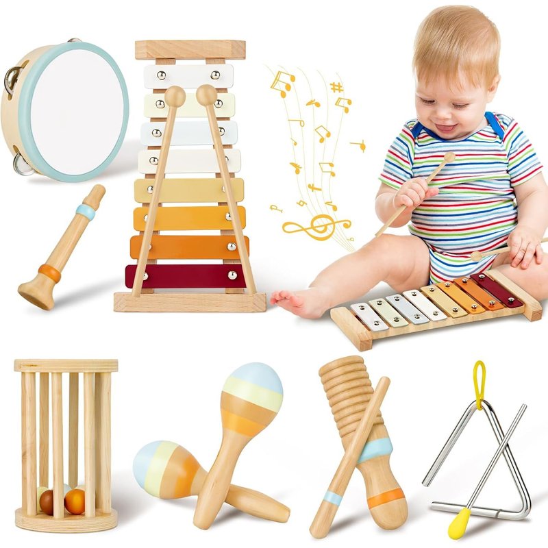 Jouet Bebe - Aqsacokiya - Instrument De Musique Enfant, Batterie Xylophone Bebe Instrument, Montessori Jouet En Bois