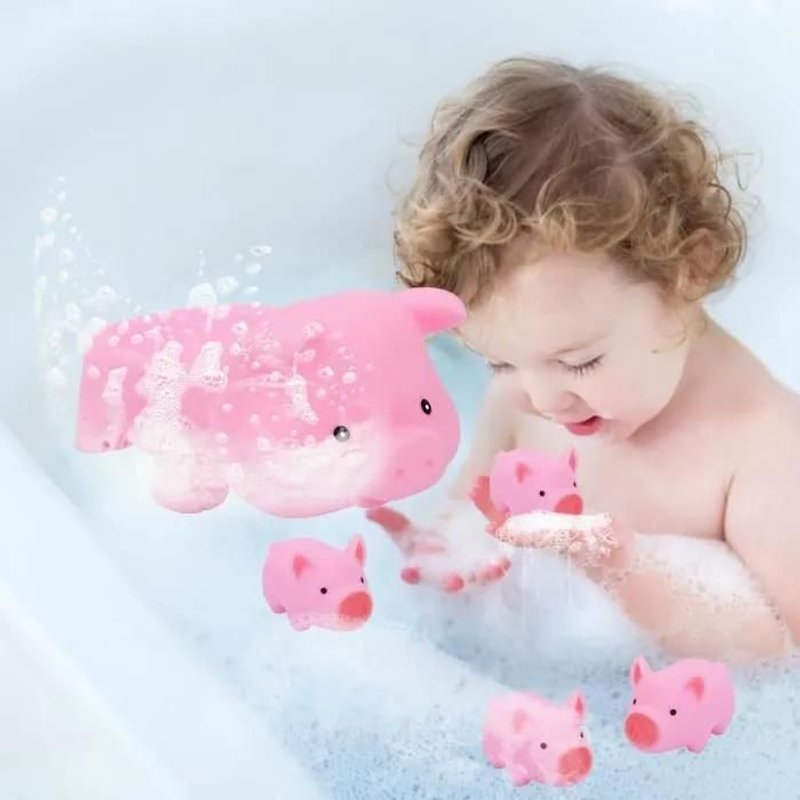 Jouet De Bain - Omabeta - Cochon - Pvc Non Toxique - 4 Pièces - Pour Bébé