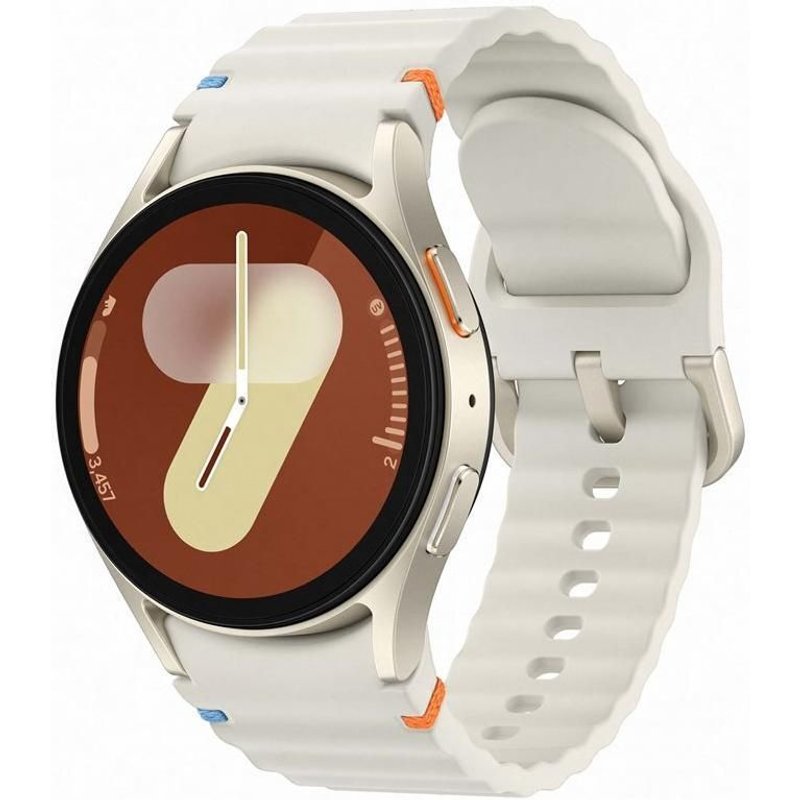 Montre Connectée Samsung Galaxy Watch7 - Boîtier 40 mm avec bracelet sport caoutchouc taille S/M - Crème - 4G