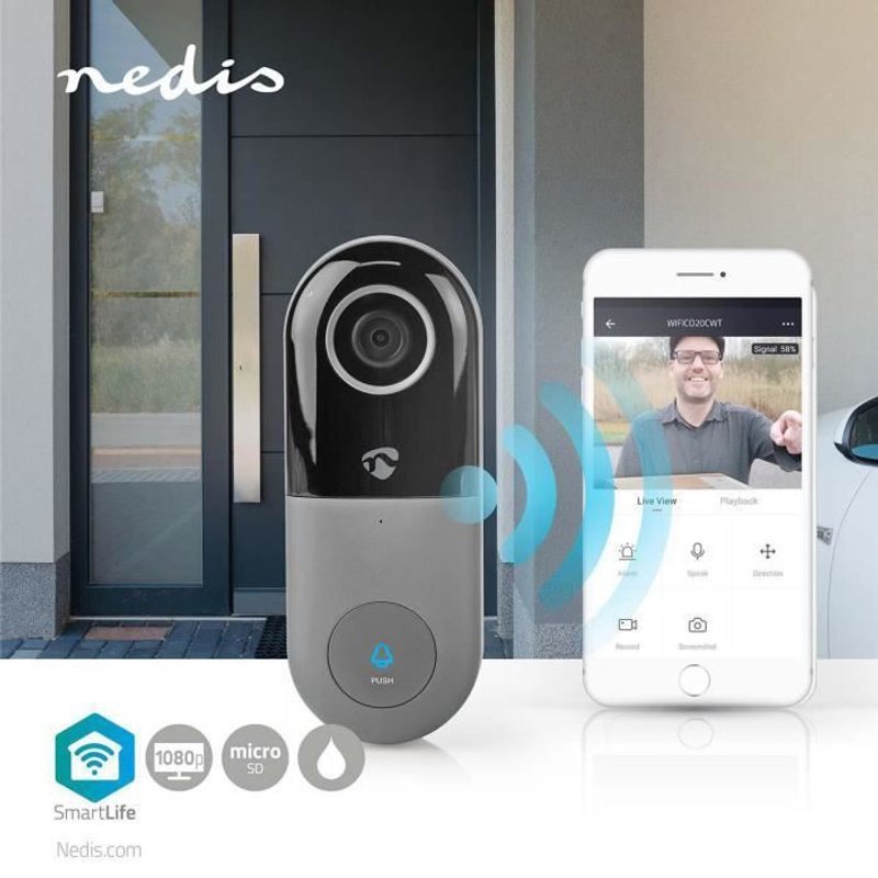 Visiophone Caméra Wi-Fi Transformateur Android & iOS Full HD 1080p Cloud / Micro SD IP54