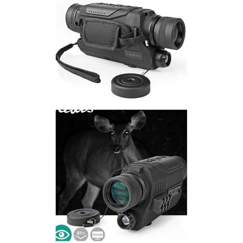 Jumelles Monoculaire de vision nocturne Zoom 5X, Vision nocturne 87M, jumelles infrarouges microSD Caméra IR Noir Spectre de 450 - 1