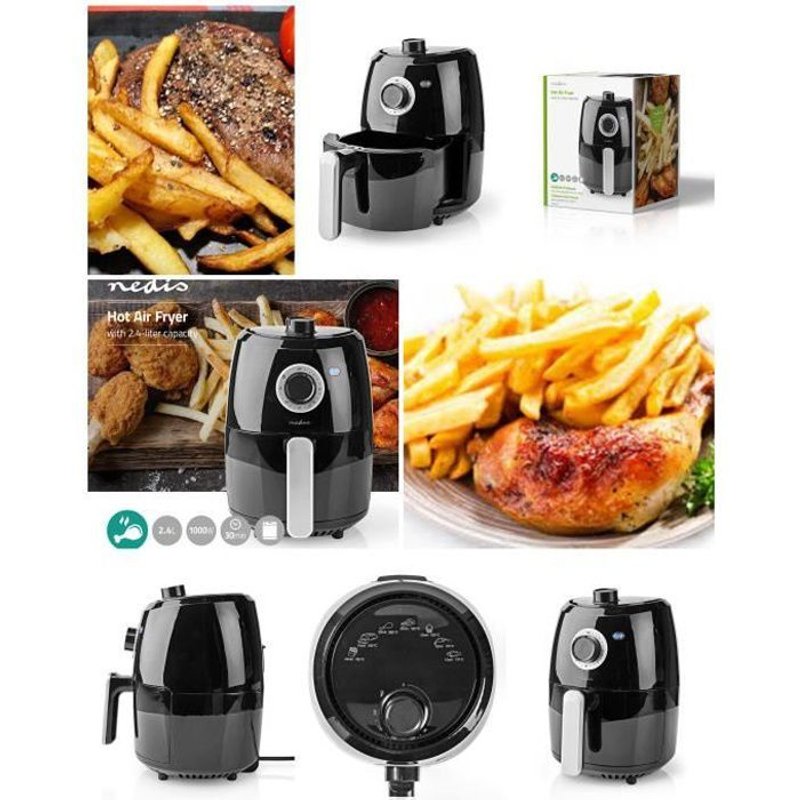 FRITEUSE sans huile Ă AIR CHAUD 2.4 l Minuteur: 30 min Analogique Aluminium / Noir