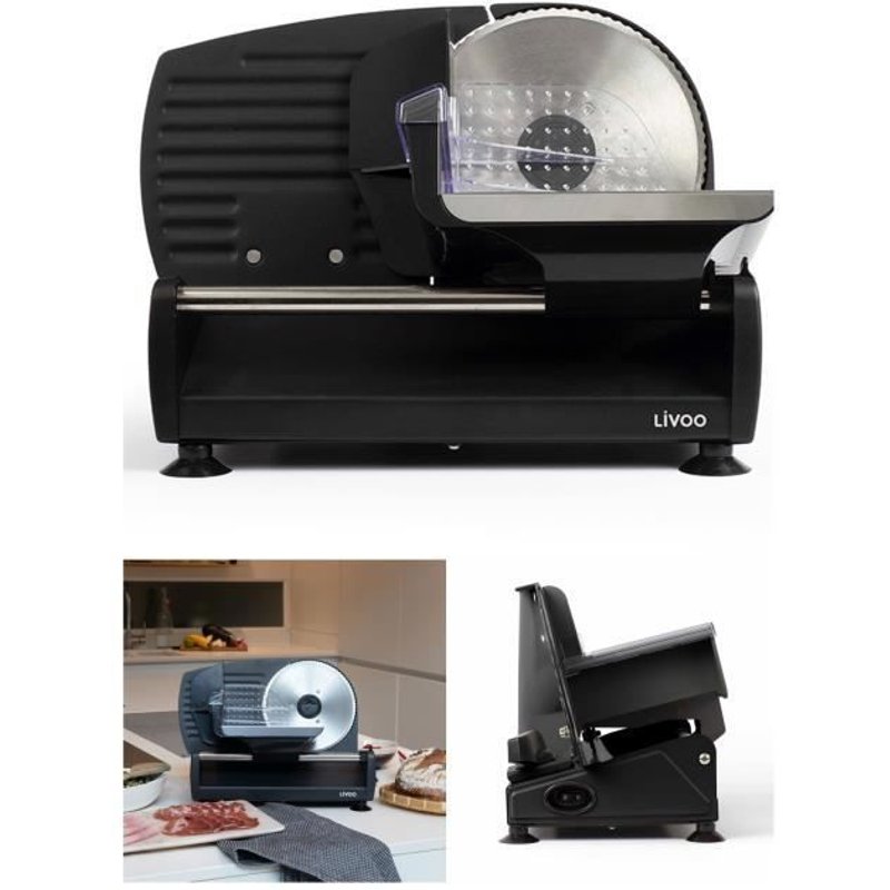 Trancheuse électrique 150W NOIRE avec Lame de?montable en acier inoxydable 190 mm Pieds anti de?rapants HQ