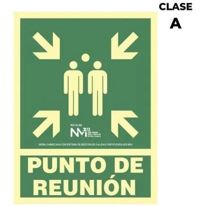 Panneau D'évacuation Punto De Reunion - Generique - Pvc 1mm - 22.4x30cm