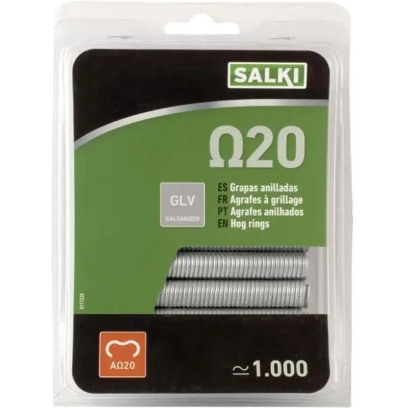 SALKI Lot de 1000 Agrafes à grillage Grapa omega 20 réf 111220 agrafes de grillages et clôture omega 20 galvanisée