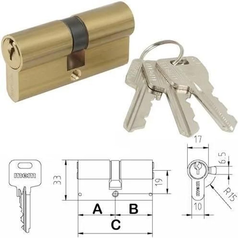 EUROPERFIL E 60MM CYLINDRE (30x30mm) BRASS MCM