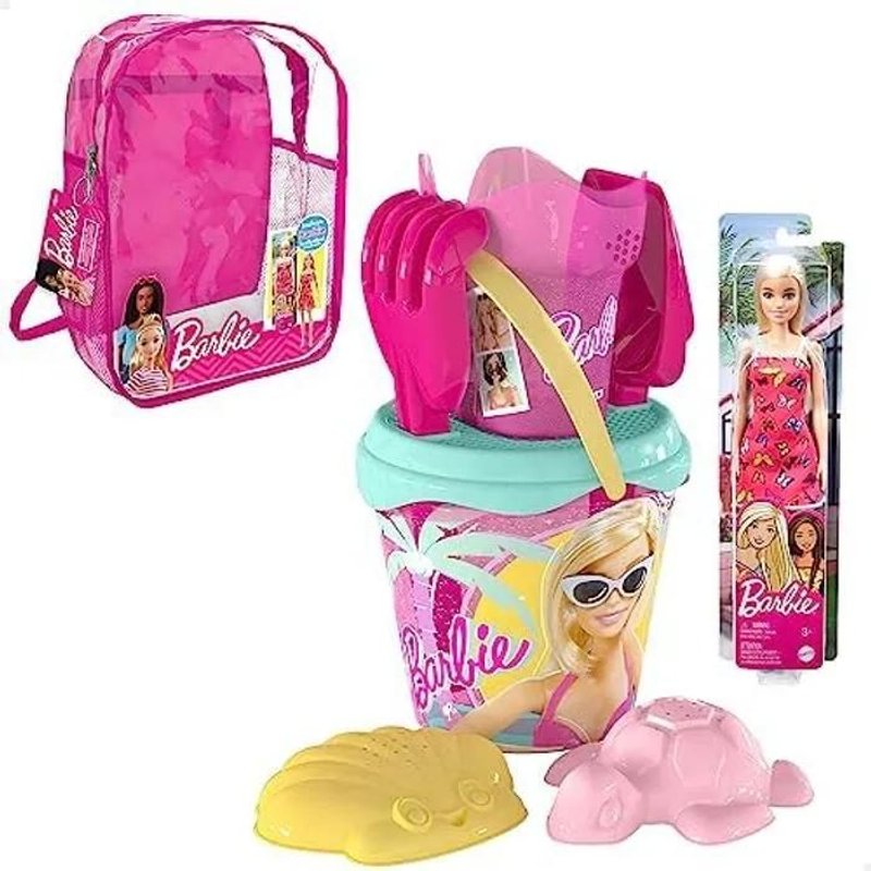 Jouet De Plage Barbie - Seau, Râteau, Pelle - Blanc - Semi-Transparent - Ø18 Cm - Enfant - Mixte
