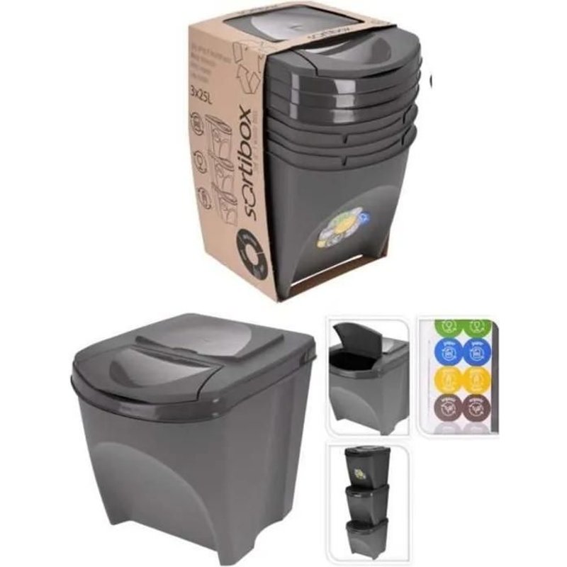 Poubelle pour tri sélectif 3 x 25 L