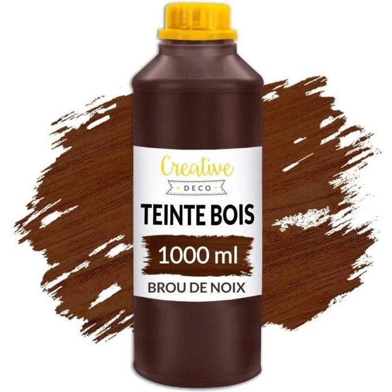 Creative Deco Teinte Bois Brou de Noix 1L Teinture Bois Séchage Rapide Protection de Surface Vernis Bois Non Toxique