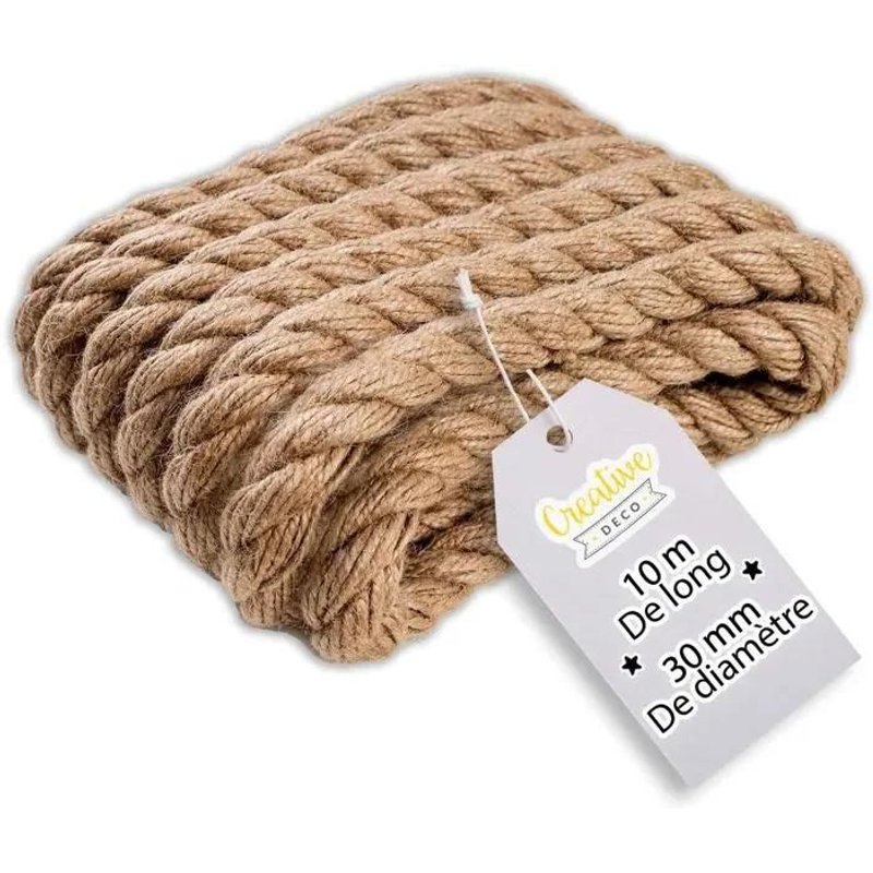 Corde de Jute Epaisse Creative Deco - Marron - 30mm - 546kg