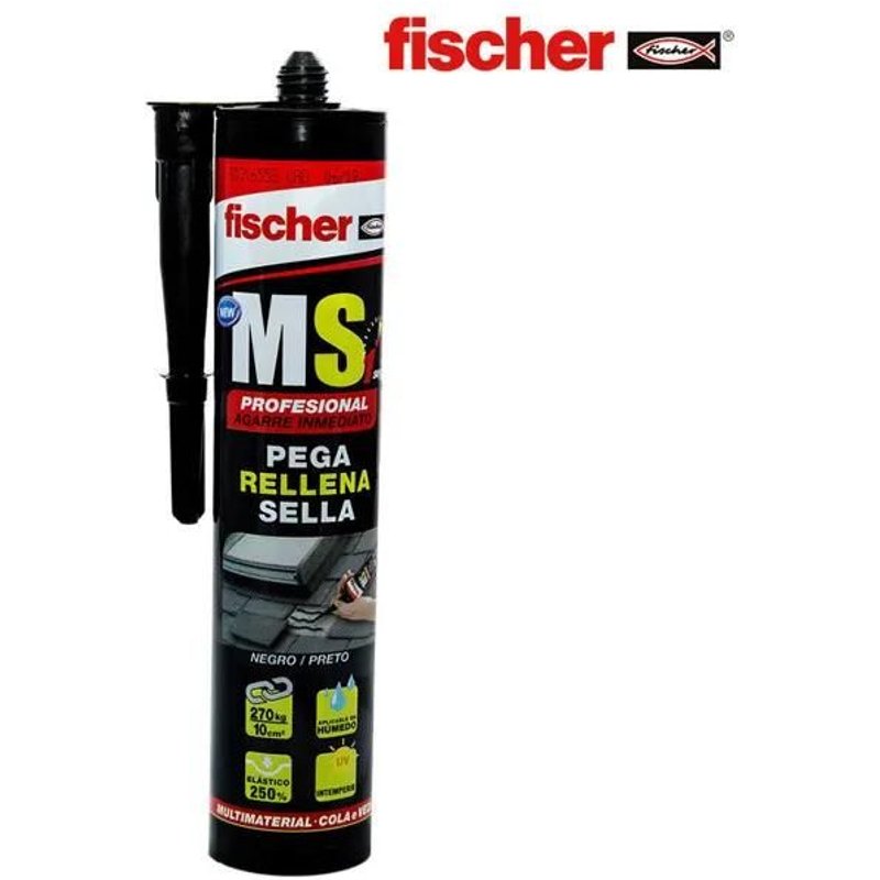 Colle - pate de fixation - scellement chimique Fischer - 540330 - Polimero MS profesional negro