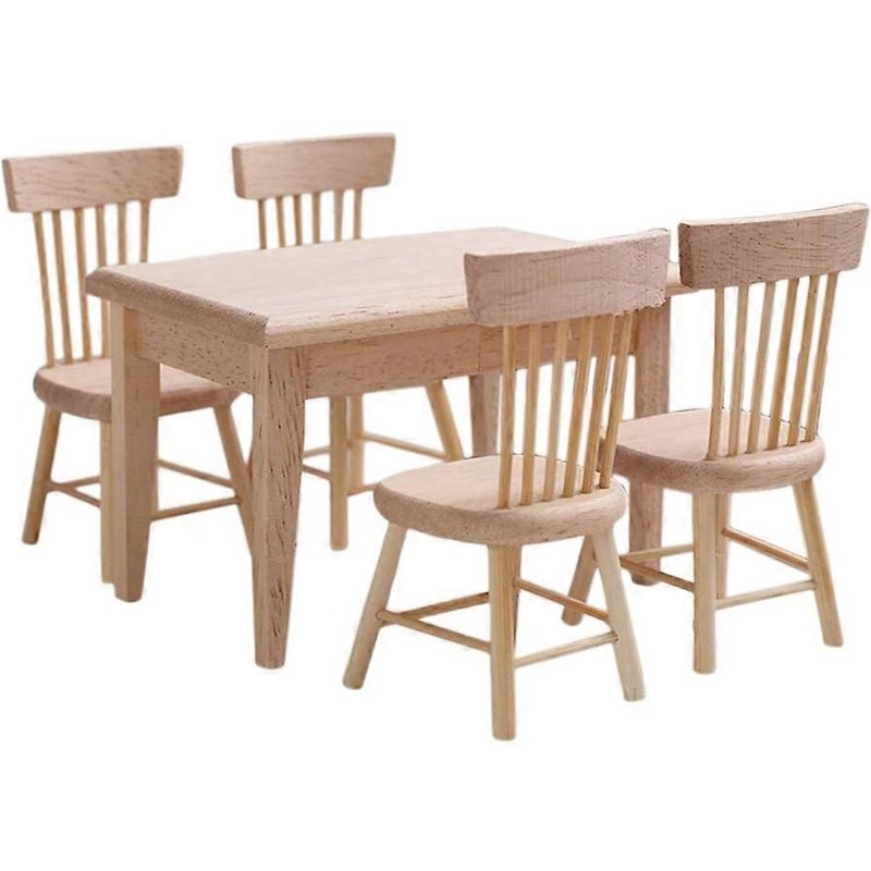 1/12 Meubles En Bois De L'ensemble Table & Chaise, Accessoires Miniatures De L'accessoire De Salle À Manger